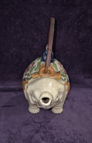 Old Antique Vintage Figural Japanese Asian Elephant Porcelain Bisque Teapot - Picture 6 of 11