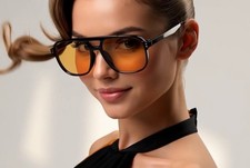 Retro Square Aviator Sunglasses Women Men 70s Vintage Trendy Plastic Frame Gafas