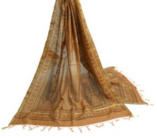 Sushila Vintage Indian Brown Dupatta 100 Pure Silk Printed Long Stole Scarves