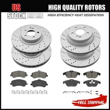 Front Rear Drilled Brake Rotors And Ceramic Pads for Mercedes-Benz GLK350 GLK250