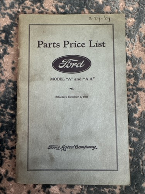 #ad #ad Original Ford Parts Price List Model quot;Aquot; amp; quot;AAquot; Booklet Oct 1928 $29.00