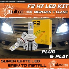 F2 H7 MERCDES C CLASS CANBUS ERROR FREE WHITE LED KIT ACCURATE BEAM PATTERN
