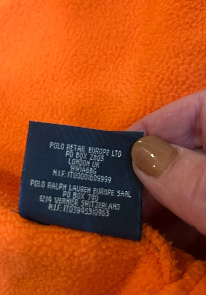 Chaqueta polar Polo Ralph Lauren para niños 20/X-grande cremallera completa Big Pony naranja preppy Foto 4 de 4