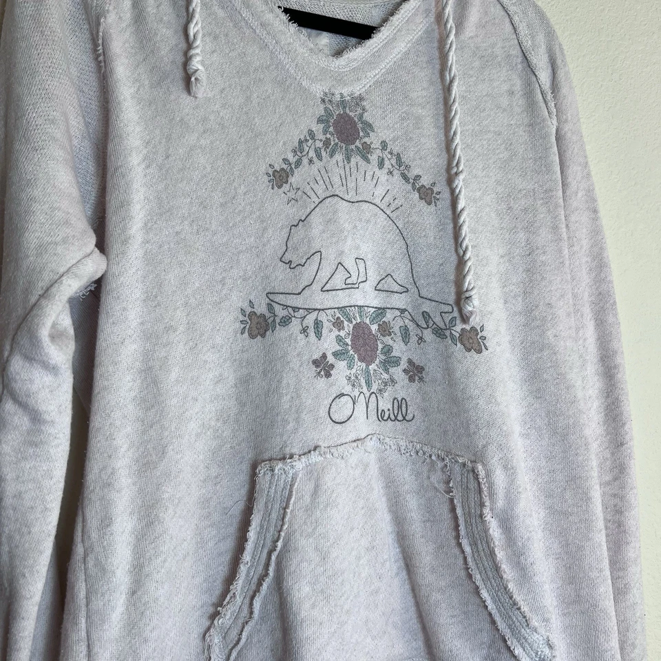 Sudadera con Capucha O’Neill L Oso Surf Logo Floral Pullover Envejecido Dobladillo Crudo Boho Playa Foto 2 de 4