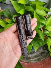22mm/18mm Brown 100 Genuine Exotic Leather Skin Watch Strap Band,Customize