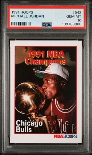 1991 NBA Hoops- Michael Jordan- 1991 NBA Champions Card #543 PSA 10