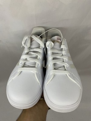 White Adidas With Pink Strips Grand Court Size 4.5 Youth Or 5.5 Women