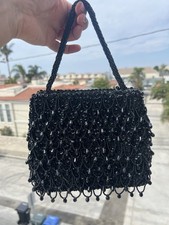Vintage Handmade Hong Kong 50s beaded black sequin evening bag GORGEOUS MCM