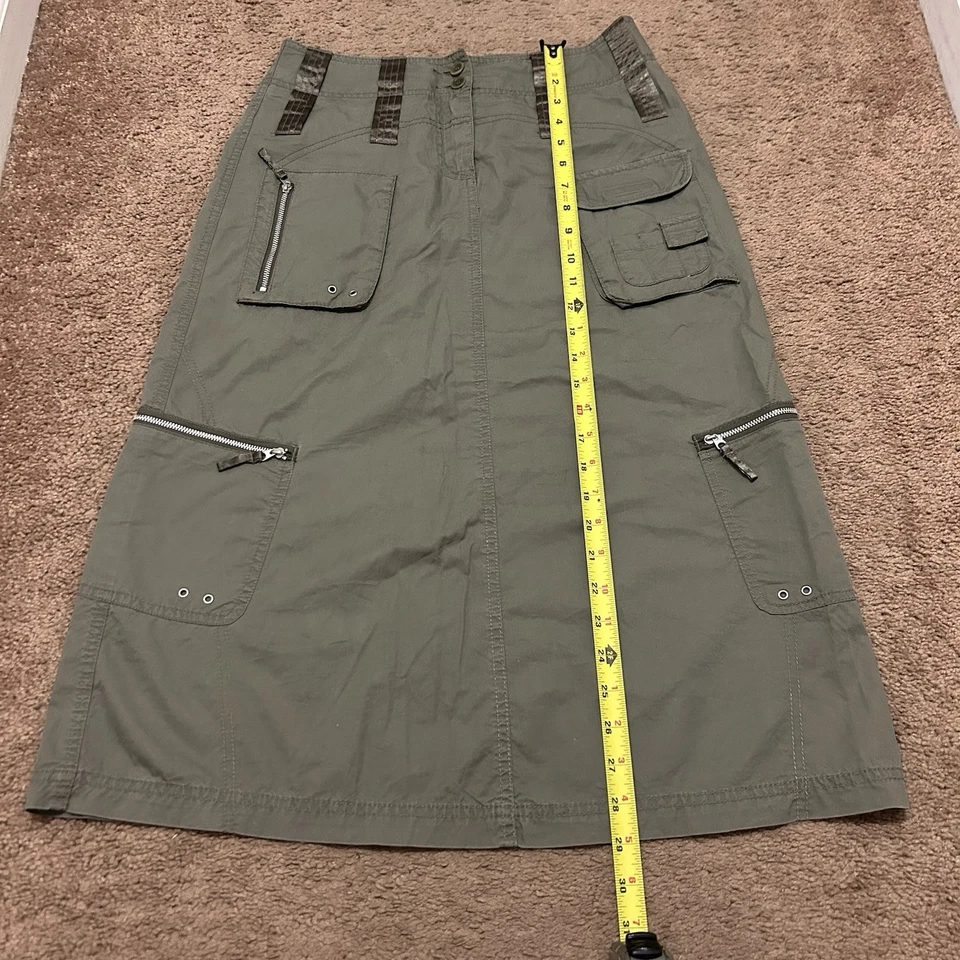 ESPRIT винтажный размер 3/4 (29» талии) армия зеленый одиннадцать карман грузовая юбка Y2K - Изображение 2 из 4
