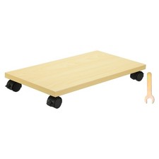 8x16in PC Stand, Computer Tower Stand Wood CPU Holder Mobile Cart, Beige