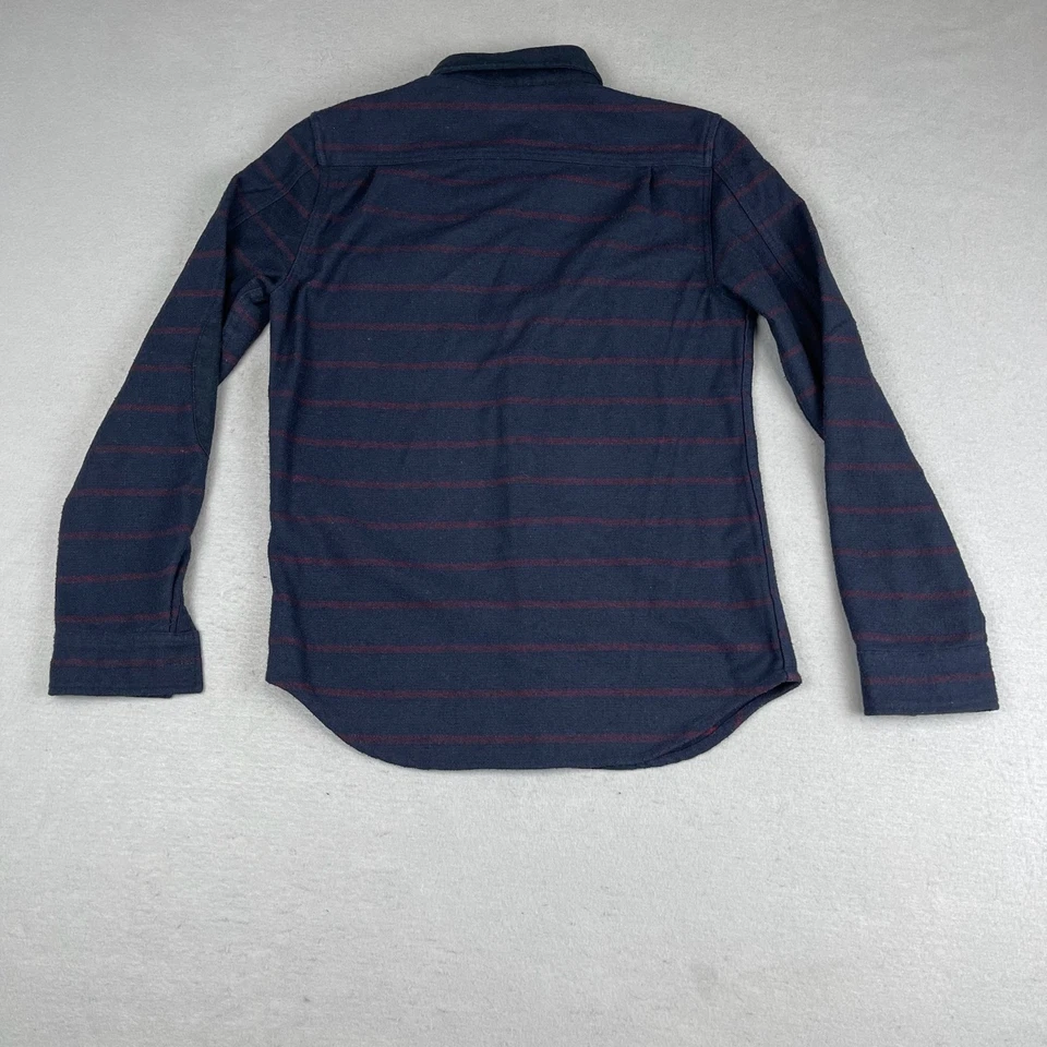 ROARK REVIVAL Shirt Jacket Mens Small Striped Navy Flannel Shacket Wool - Image 4 of 4