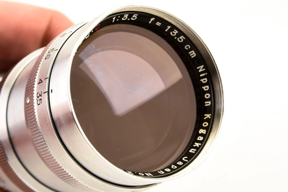 Contax RF Nikon Nikkor Q C 13.5cm 135mm f/3.5 Chrome Telephoto Lens Vintage V23 - Image 3 of 4