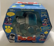 Tiger Electronics Poo-Chi Interactive Silver / Blue Puppy Robot Hasbro 2000 Y2K