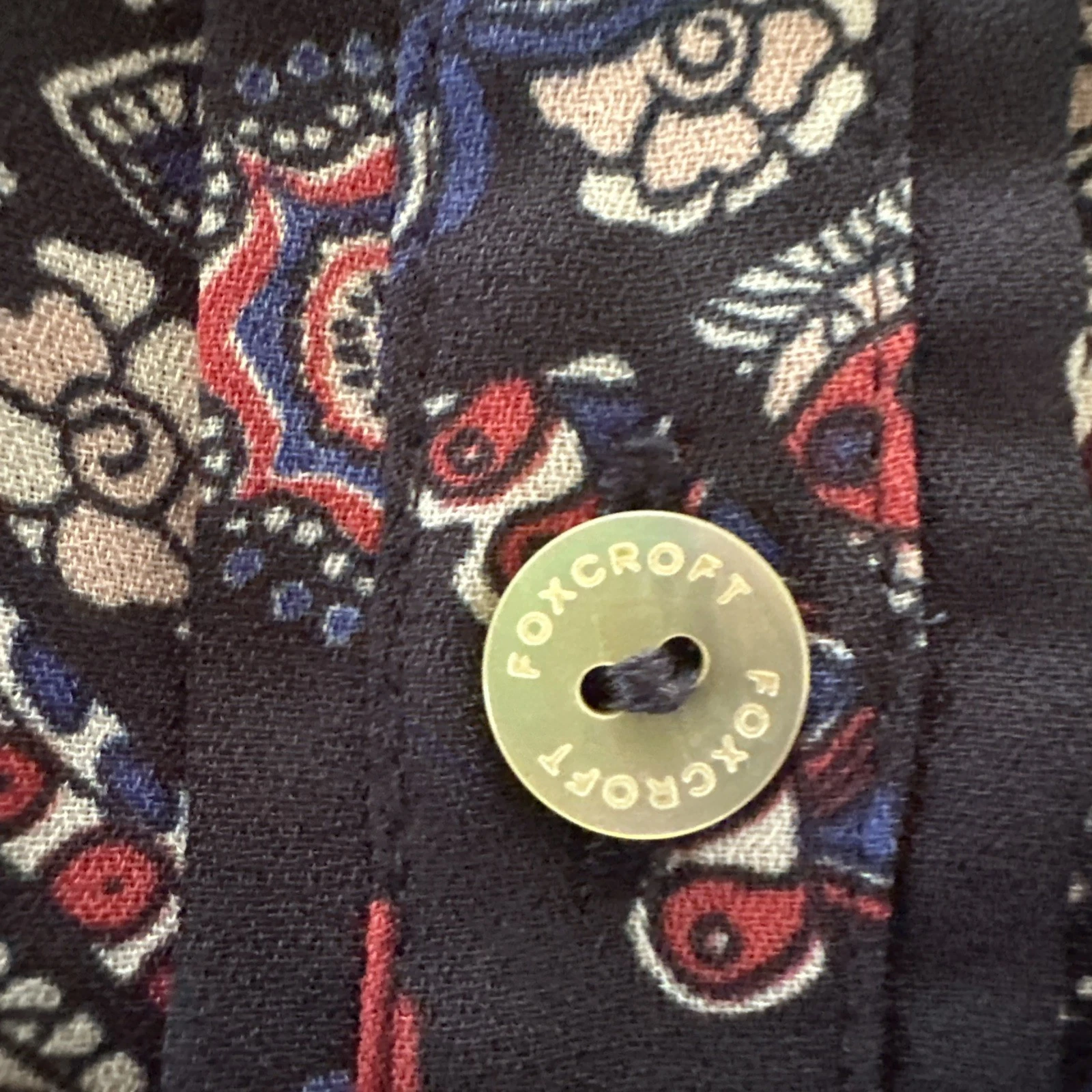 VETEMENTS Abito camicia donna Foxcroft *S M blu paisley cambio midi bohemien abbigliamento da lavoro