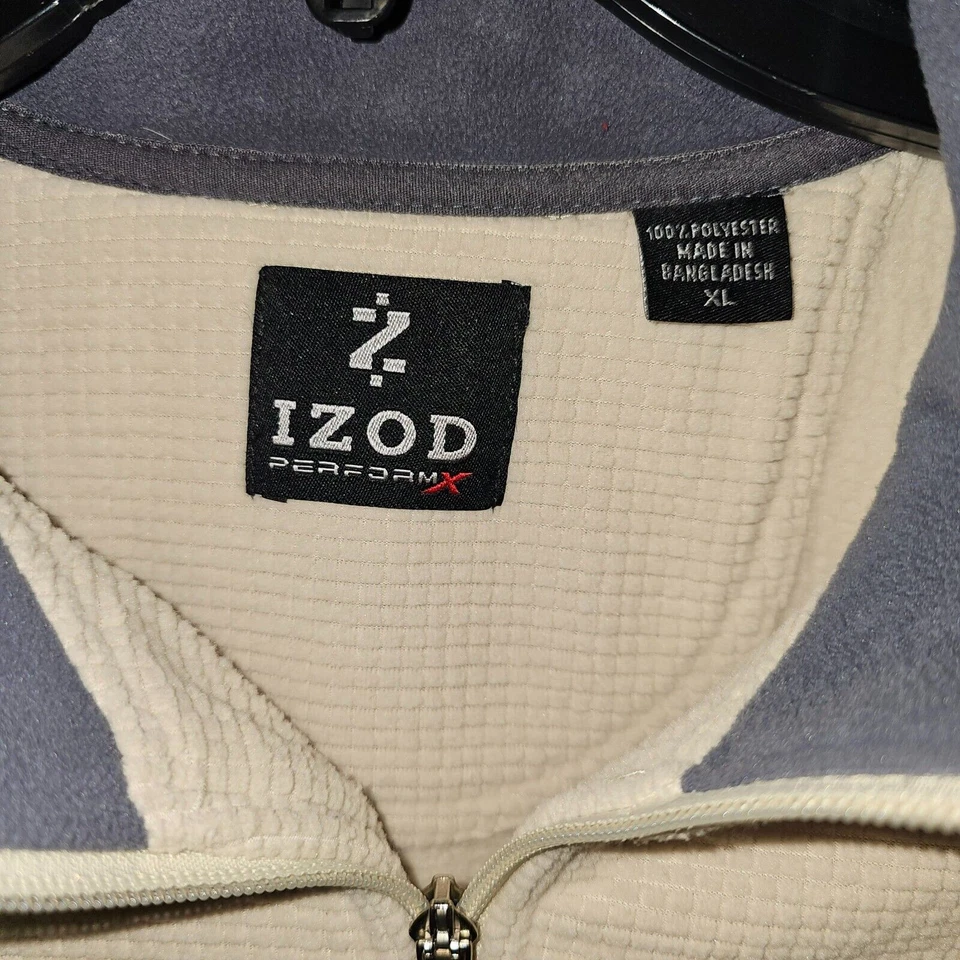 Izod Preform X 男式 XL 套衫毛衣 25 美分拉链华夫饼编织 Y2K 街头服饰 — 第 3/4 张图片