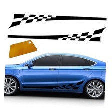 2PCS 78" Car Body Door Side Waistline Sticker Decals, Sports Racing Black