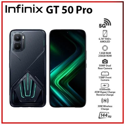 NEW Infinix GT 50 Pro 5G BLACK 12GB+256GB Dual SIM Unlocked Android Mobile Phone - Bild 1 von 4