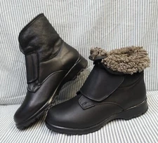 TOE WARMERS CANADA~NEW!~BLACK LEATHER SHEARLING LINED T05867 WINTER BOOTS 8.5 2W