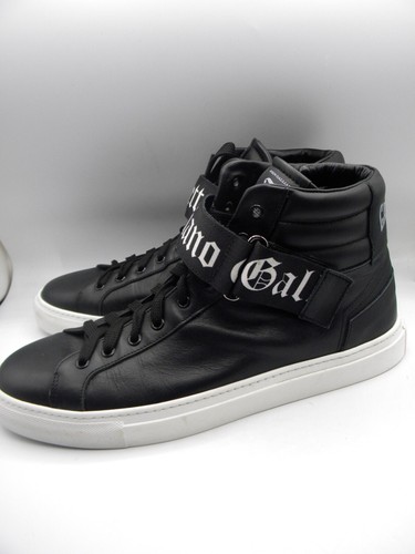 John Galliano Paris Men's Black Leather High Top Sneakers Size EU 46 US 12 $495 - Picture 7 of 18