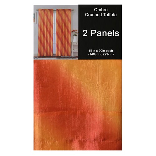 2 Panel Crushed Taffeta Window Treatment Curtain Set: Diagonal Ombre Design - Picture 4 of 7