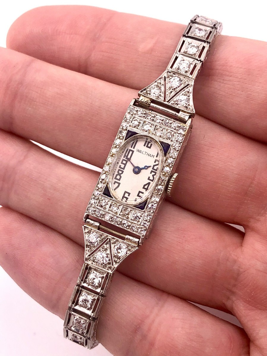 Waltham Antique Ladies Cocktail Watch - Platinum & Diamonds