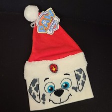 PAW PATROL Christmas Santa HAT Beanie Red with Marshall Dog Face NEW Kids Size