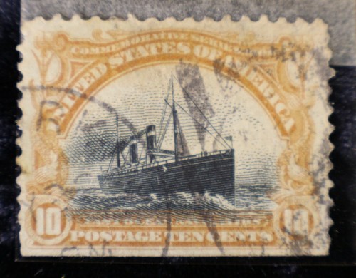 10C 10 centesimi francobollo Stati Uniti navigazione oceanica veloce vintage USA affrancatura panamericana 1901 HTF - Foto 2 di 12