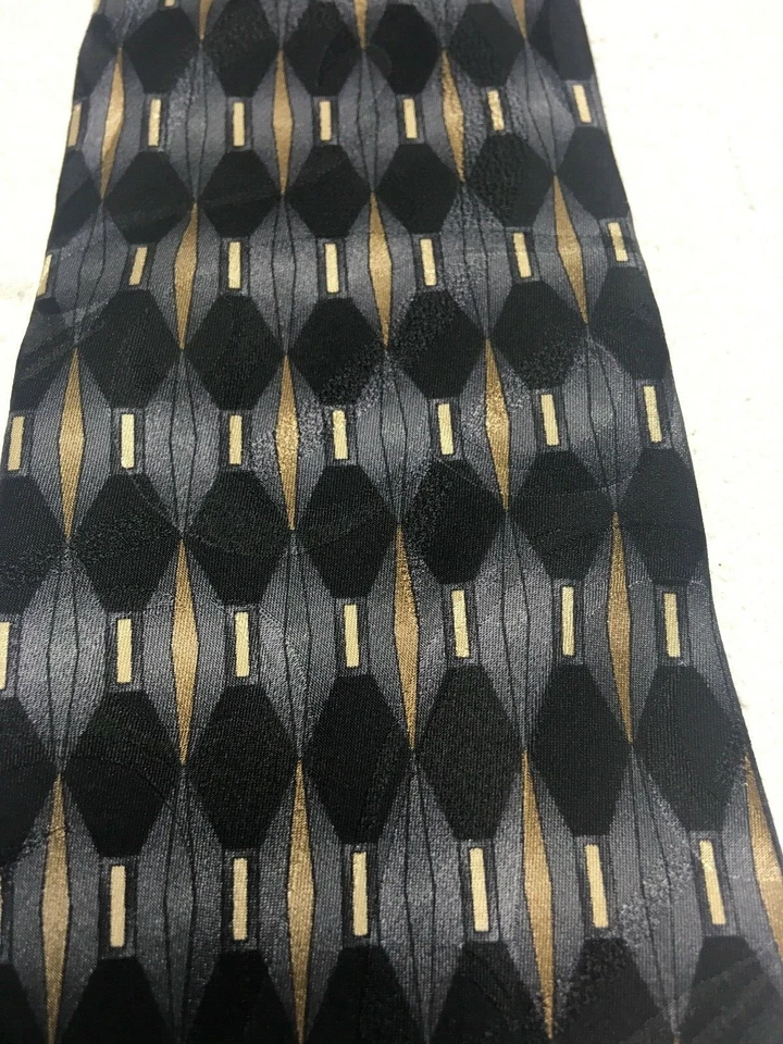 VAN HEUSEN CORBATA HOMBRE NEGRO Y GRIS CON DORADO 4 X 60 Foto 3 de 4