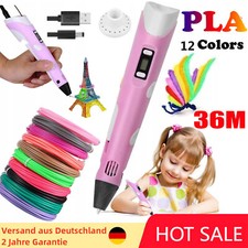 Kinder DIY 3D Stifte Set 3D Druckstift 12Farben 36m PLA Filament 3D Printing Pen