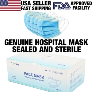 Download 25 50 Pcs Tuoren Genuine Hospital Surgical Face Mask Medical Disposable 3 Ply Ebay PSD Mockup Templates