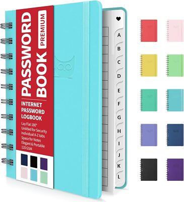 Password Book with Individual Alphabetical Tabs, 4''X5.5'' Small Password Notebook