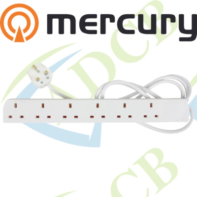 Mercury 430.011UK weiße Farbe Home Essentials - UK 6 Gang Verlängerungskabel 2,0 m