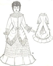 21-22" Period DOLL DRESS PATTERN Victorian German French ANTIQUE vintage look