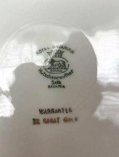 Vintage Royal Bavarian Plate Green Gold Carat Square Floral Ornate Decor Rare - Picture 3 of 10