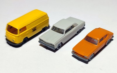 70s Ford Capri, Chevy Malibu, VW T2 Post Bus Wiking Spur N  1:160