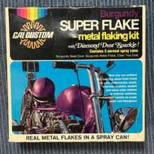 Vintage OEM CAL CUSTOM Metal Flaking Kit Spray Paint W/A Chopper on the Box COOL