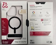 Zagg Piccadilly Snap Case w/Kickstand and MagSafe for iPhone 16 Pro Clear /Black