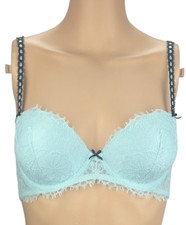 65 VICTORIA'S SECRET DREAM ANGELS RIBBON SLOT FLORAL LACE LINED DEMI BRA 32D