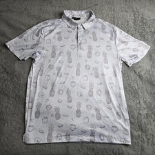 Yatta Golf Polo Shirt Mens Large Gray Performance Pineapple Coconut Stretch
