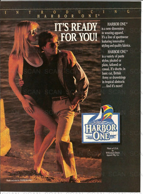 1986 Harbor One Clothing Vintage Magazine Ad    Stylish Couple  Bathing Suit