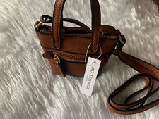 Image of Accessorize Brown Mini Crossbody Bag With Front Zip Pocket BRAND NEW