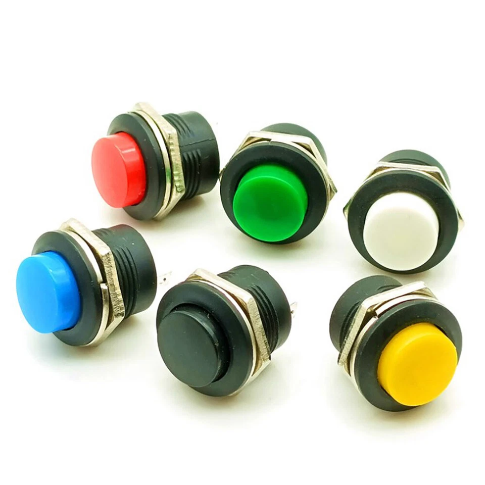 10 PCS 16mm Push Button Switch Non-Lock Momentary Open Round 2 Pins Metal↔ - Image 2 of 4
