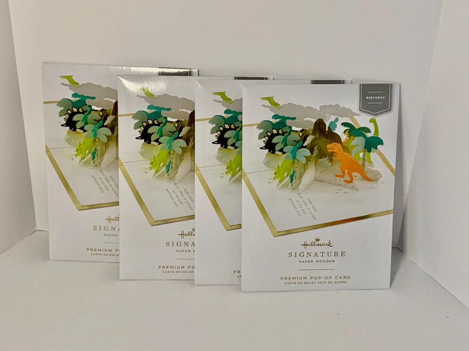 NEW!! Lot of 4 Hallmark Signature Paper Wonder Pop Up Dinosaur Birthday Cards - Image 2 of 3