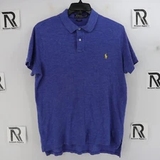 Men's Polo Ralph Lauren Custom Fit Golf Polo Shirt Size Large Blue Rugby Mesh