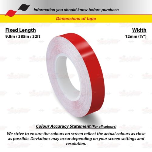 RED 1/2" 12mm Roll PIN STRIPE Car PinStriping Trim Line TAPE Decal Vinyl Sticker - Bild 2 von 12