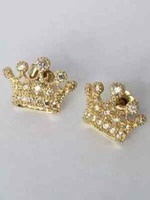Crown Stud Earrings 14k Yellow Gold Plated 0.20Ct Round Cut Natural Moissanite