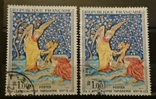 France Variété Timbre N° 1458c (Sol gris bleuté) + Normal / Oblitéré / 1965 (O3)