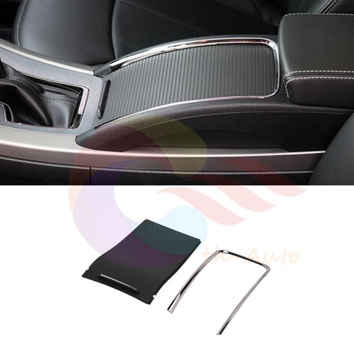 Black Center Console Roller Blind Cover + Chrome Trim For Buick