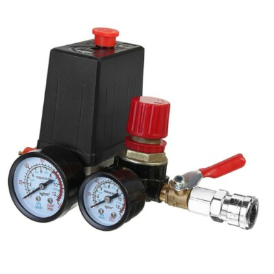 #ad #ad 120PSI Air Compressor Pressure Switch Control Valve Manifold Regulator Gauges $31.34