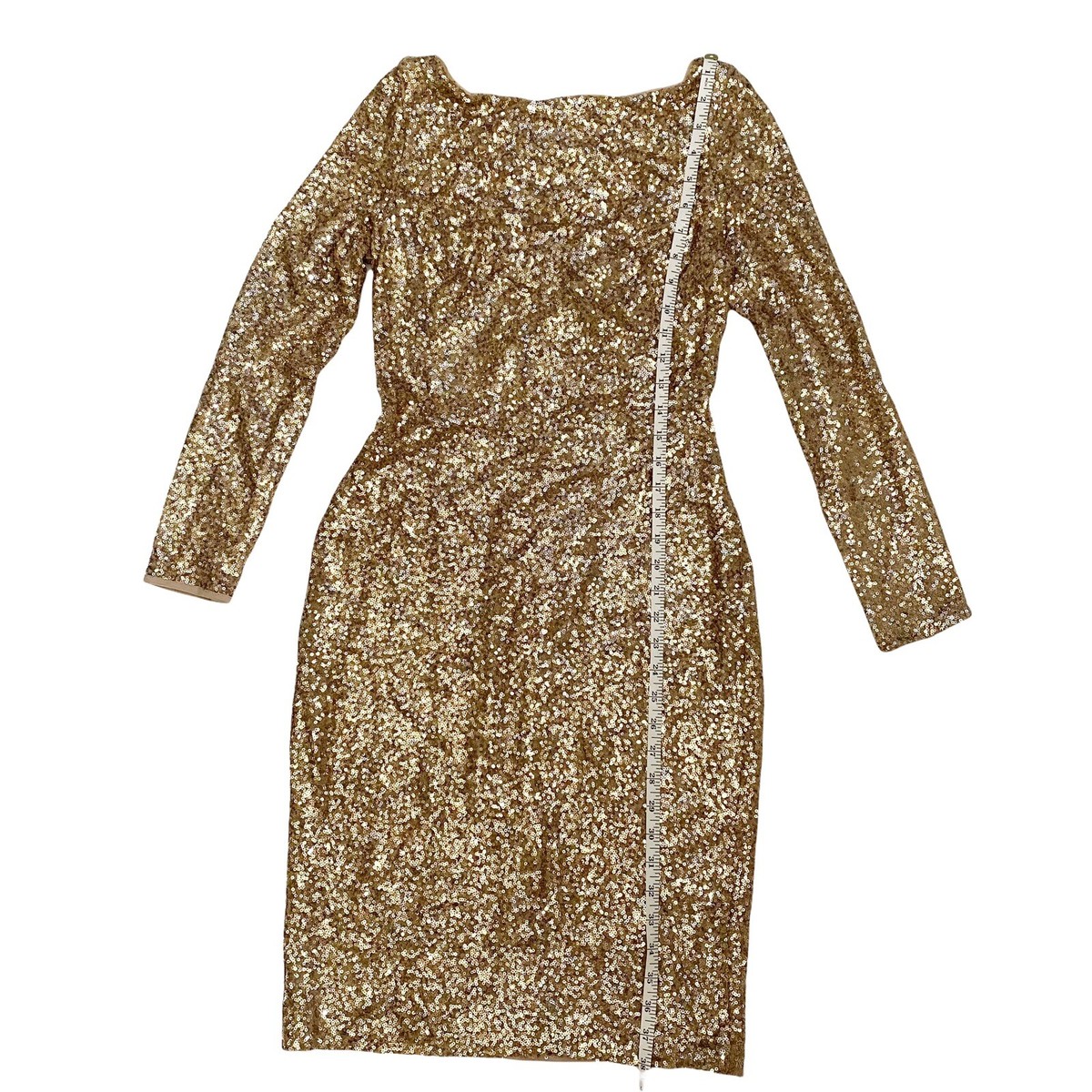 Polo Ralph Lauren Runway Gold Sequin Long Sleeve Dress size 4 Prom/NYE Low  Back | eBay